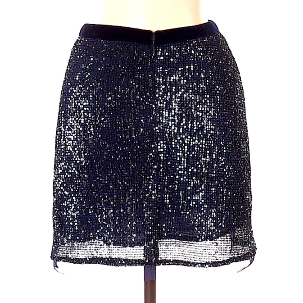 Free People Wild Child Blue Sequin Mini Skirt sz 2 - Picture 5 of 11